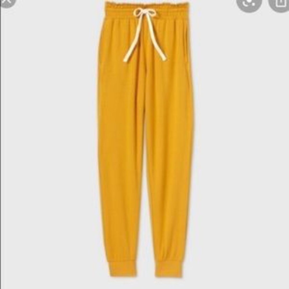 Colsie smocked waist french terry mustard yellow joggers
